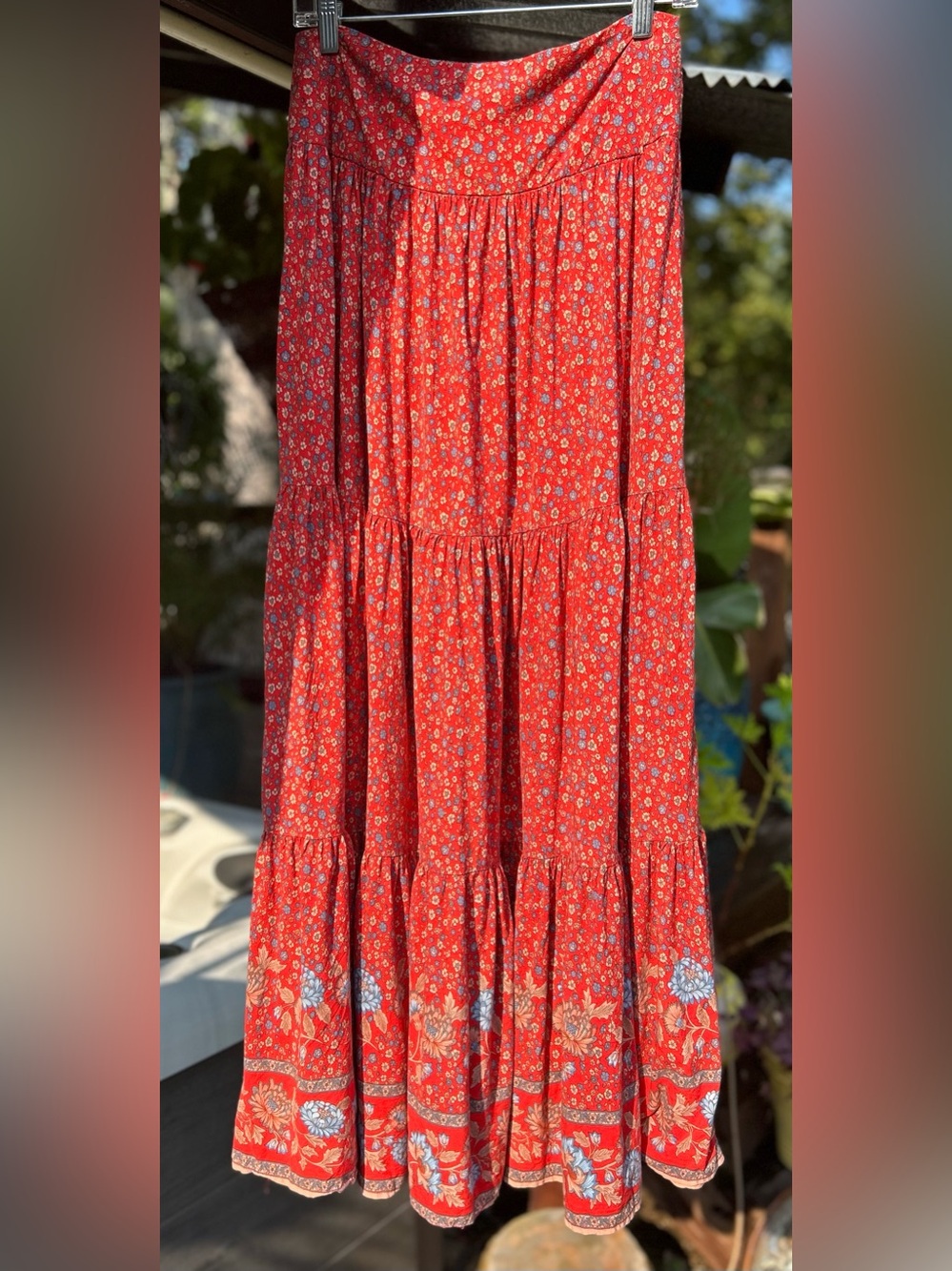Natural Life Hanna Convertible Maxi Skirt Red Floral Border - Picture 4 of 7